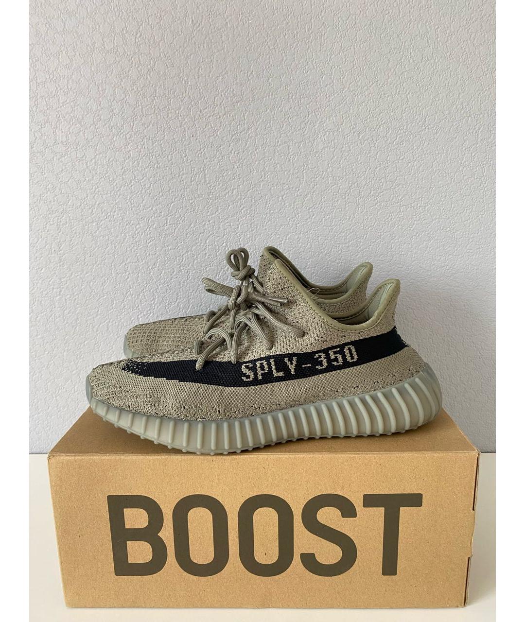 ADIDAS YEEZY Хаки текстильные кроссовки, фото 3