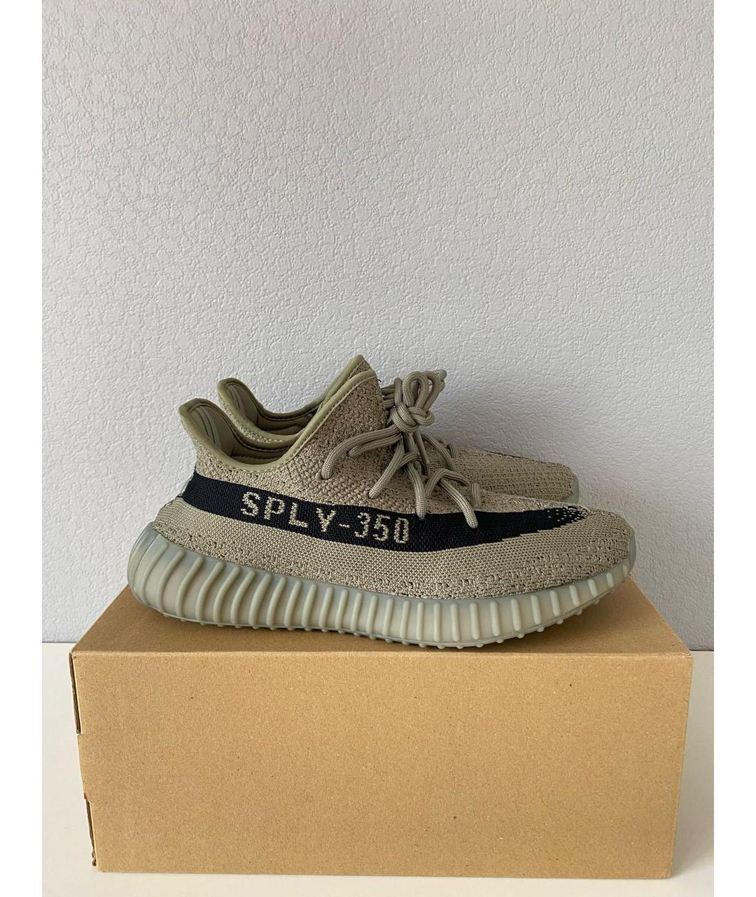 ADIDAS YEEZY Хаки текстильные кроссовки, фото 4