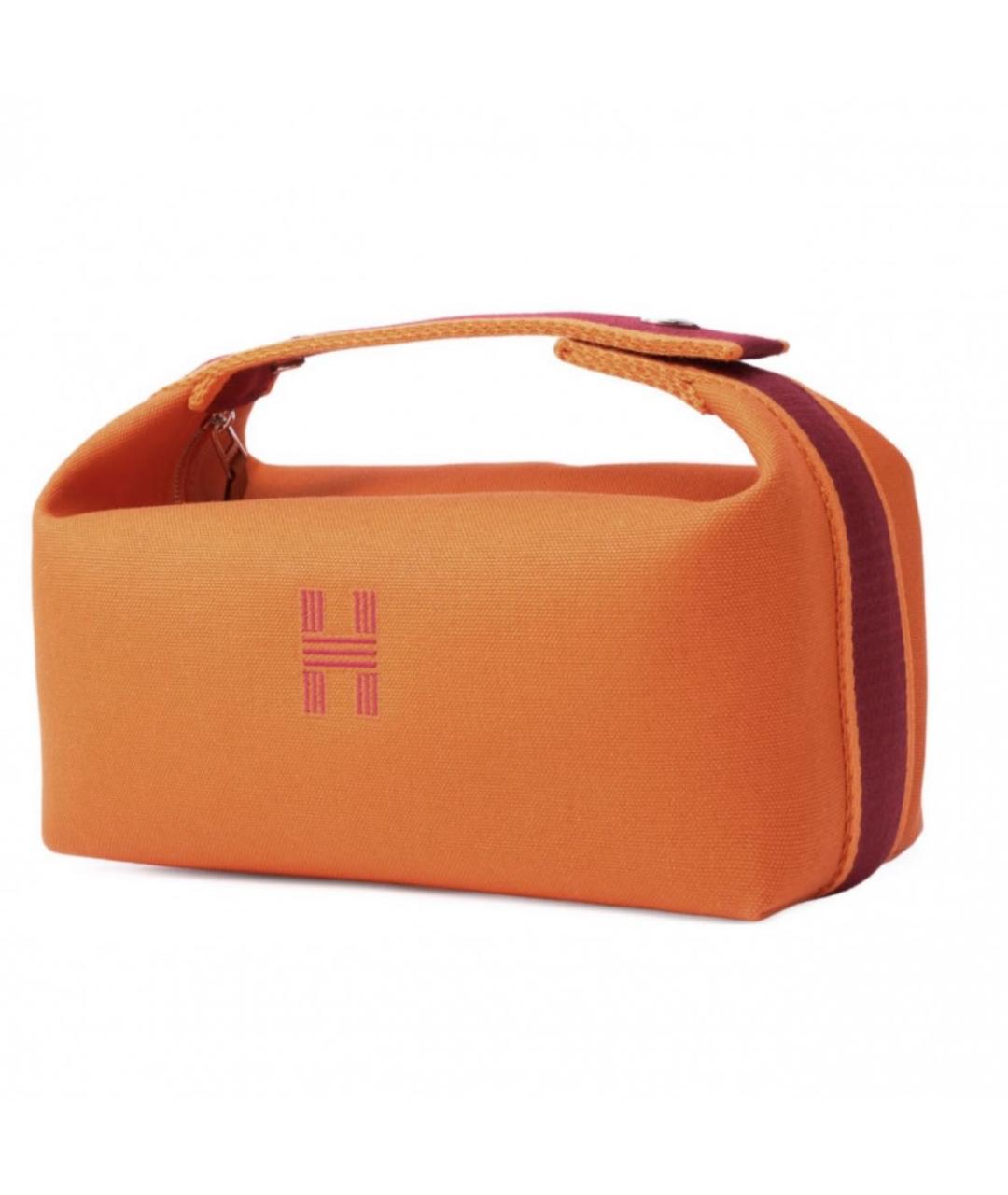 HERMES Оранжевая тканевая косметичка, фото 2