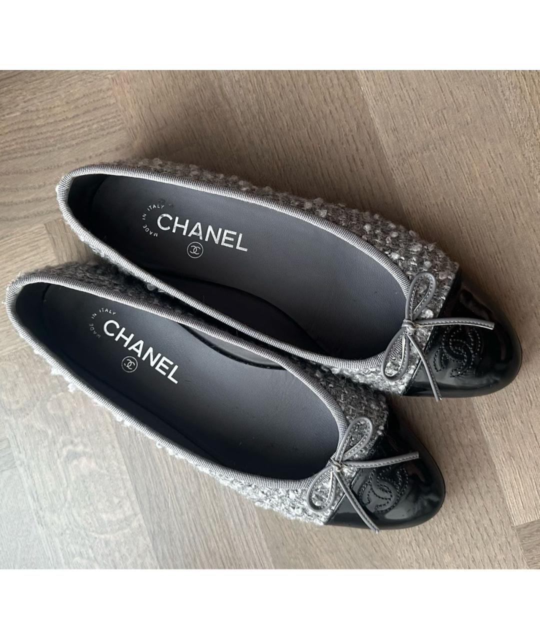 CHANEL Серые текстильные балетки, фото 9
