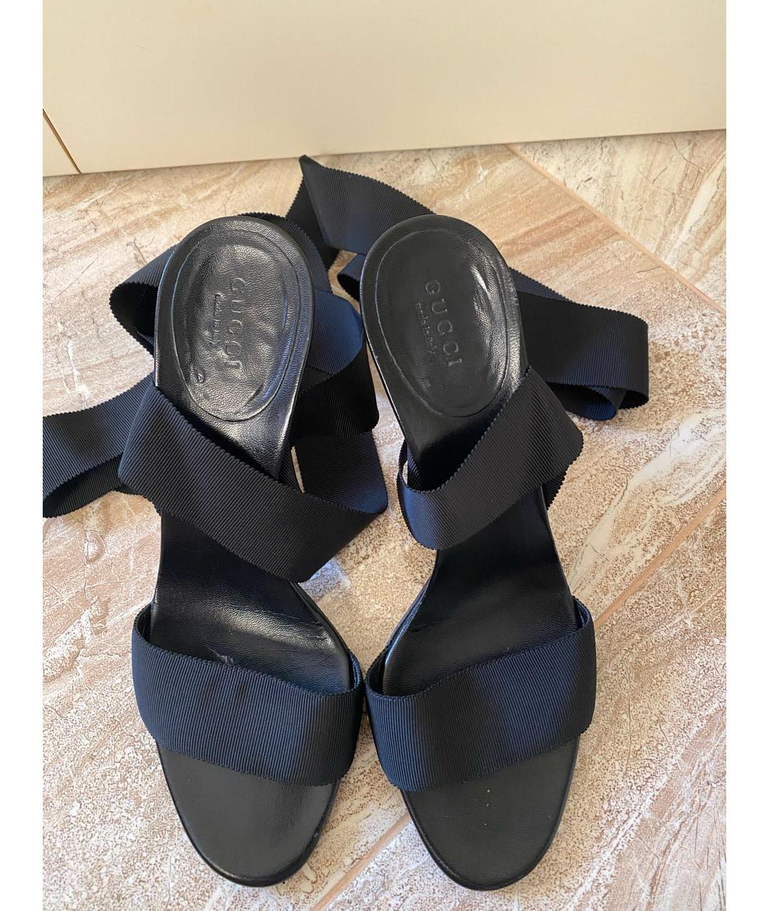 GUCCI Черные кожаные босоножки, фото 2