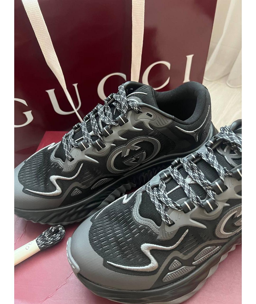 GUCCI Черные резиновые высокие кроссовки / кеды, фото 3