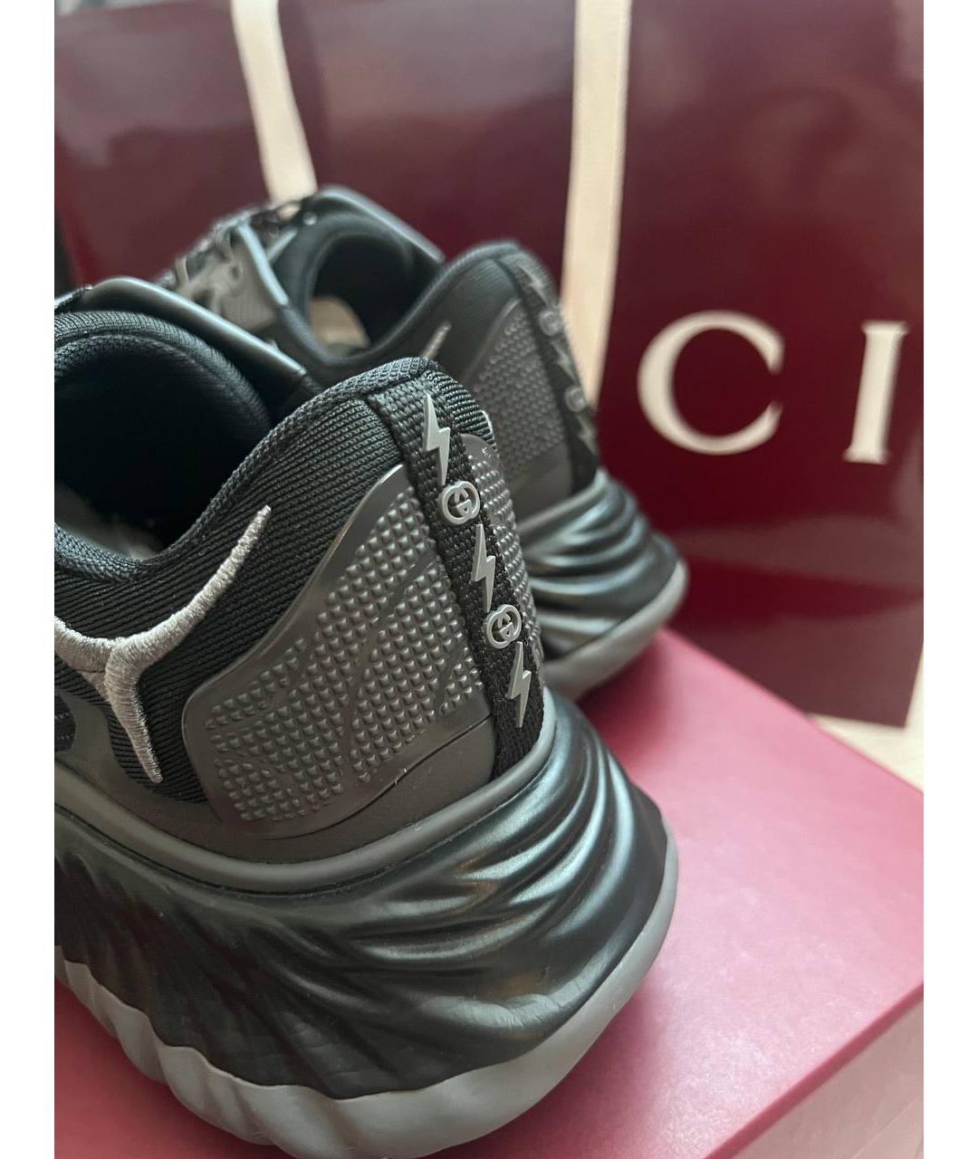 GUCCI Черные резиновые высокие кроссовки / кеды, фото 4