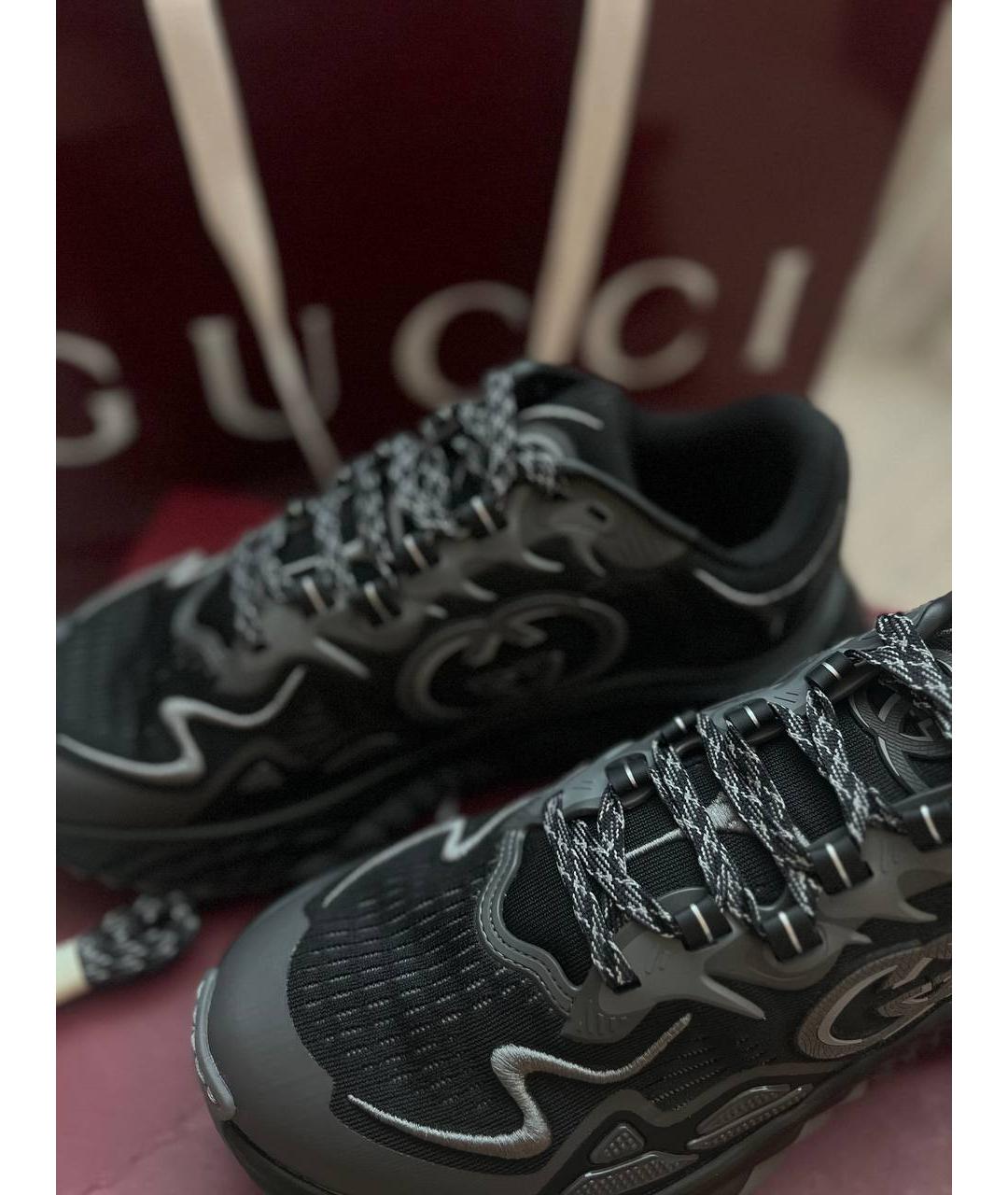 GUCCI Черные резиновые высокие кроссовки / кеды, фото 6