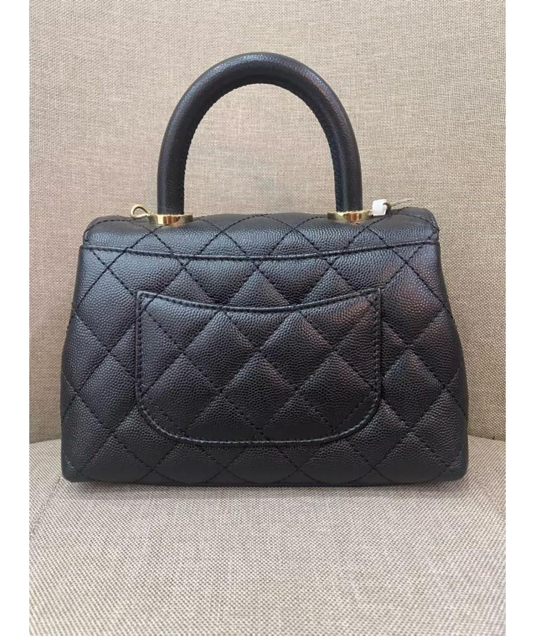 CHANEL Черная кожаная сумка с короткими ручками, фото 3