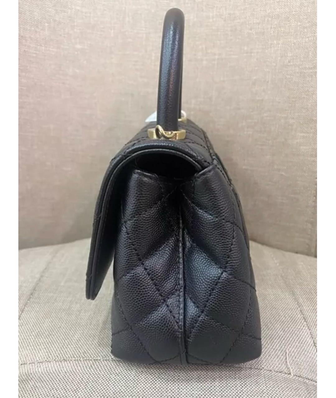 CHANEL Черная кожаная сумка с короткими ручками, фото 4