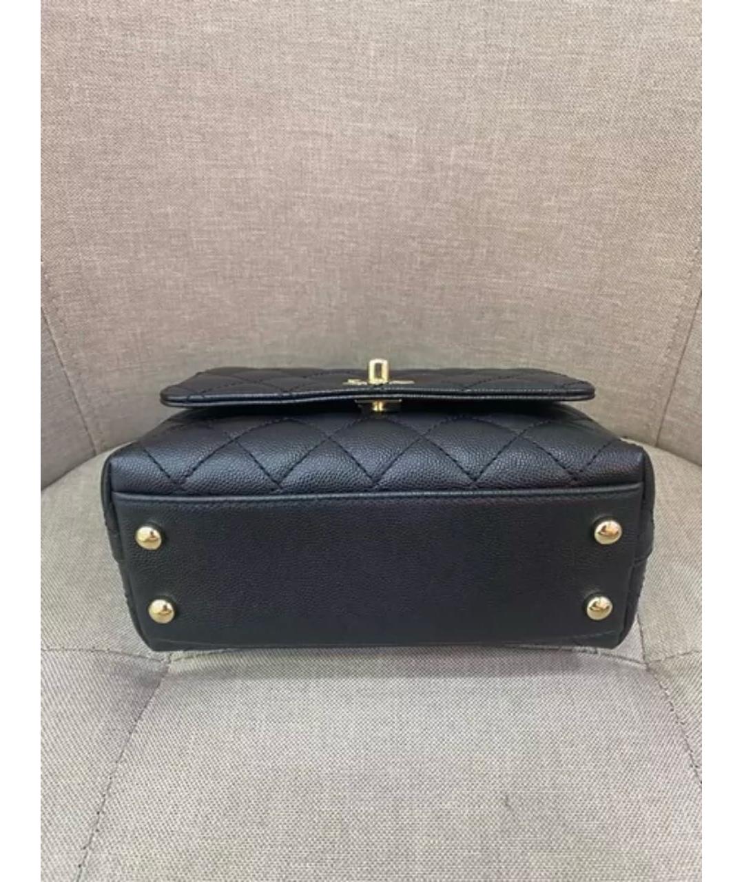 CHANEL Черная кожаная сумка с короткими ручками, фото 5