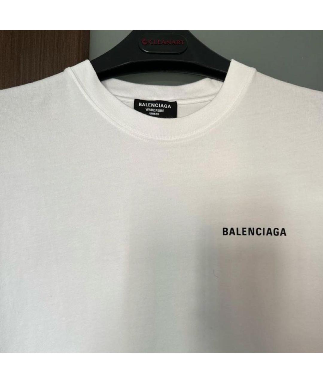 BALENCIAGA Белая хлопковая футболка, фото 3