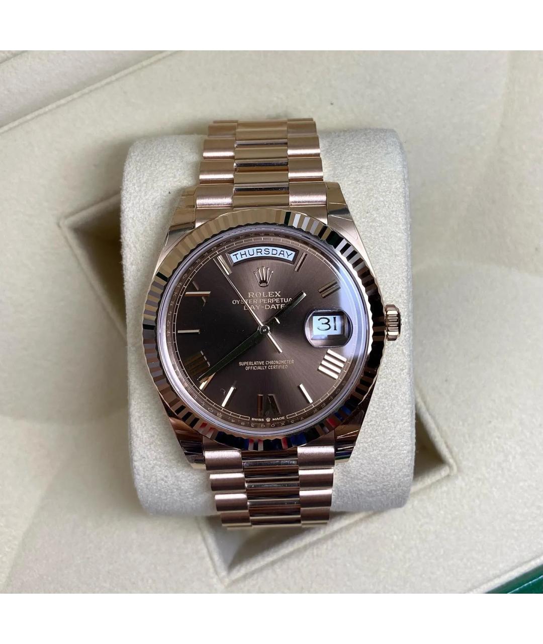 ROLEX Коричневые часы из розового золота, фото 3