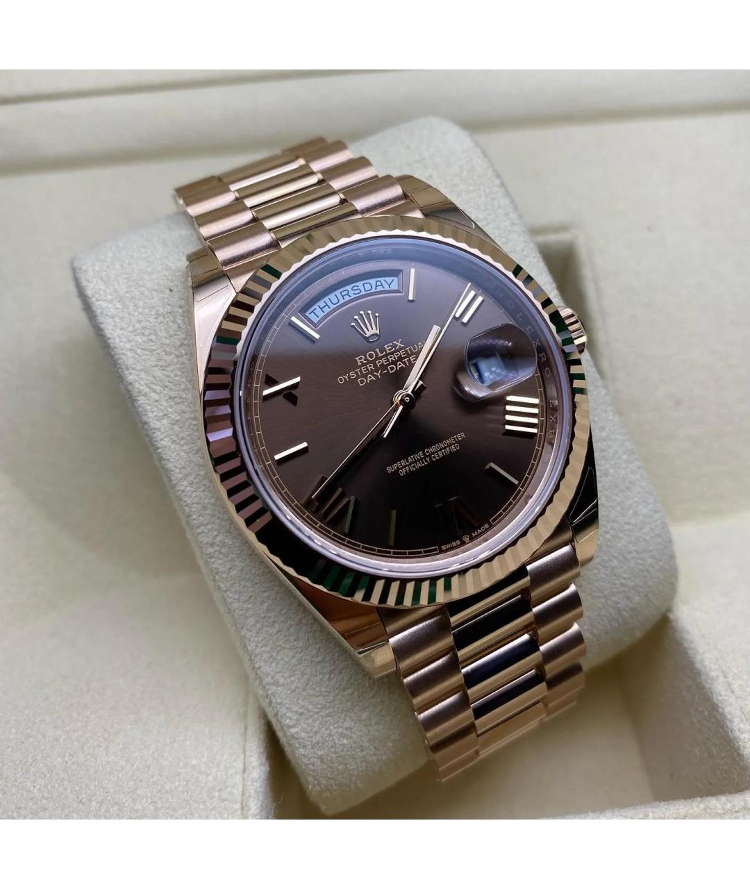 ROLEX Коричневые часы из розового золота, фото 2