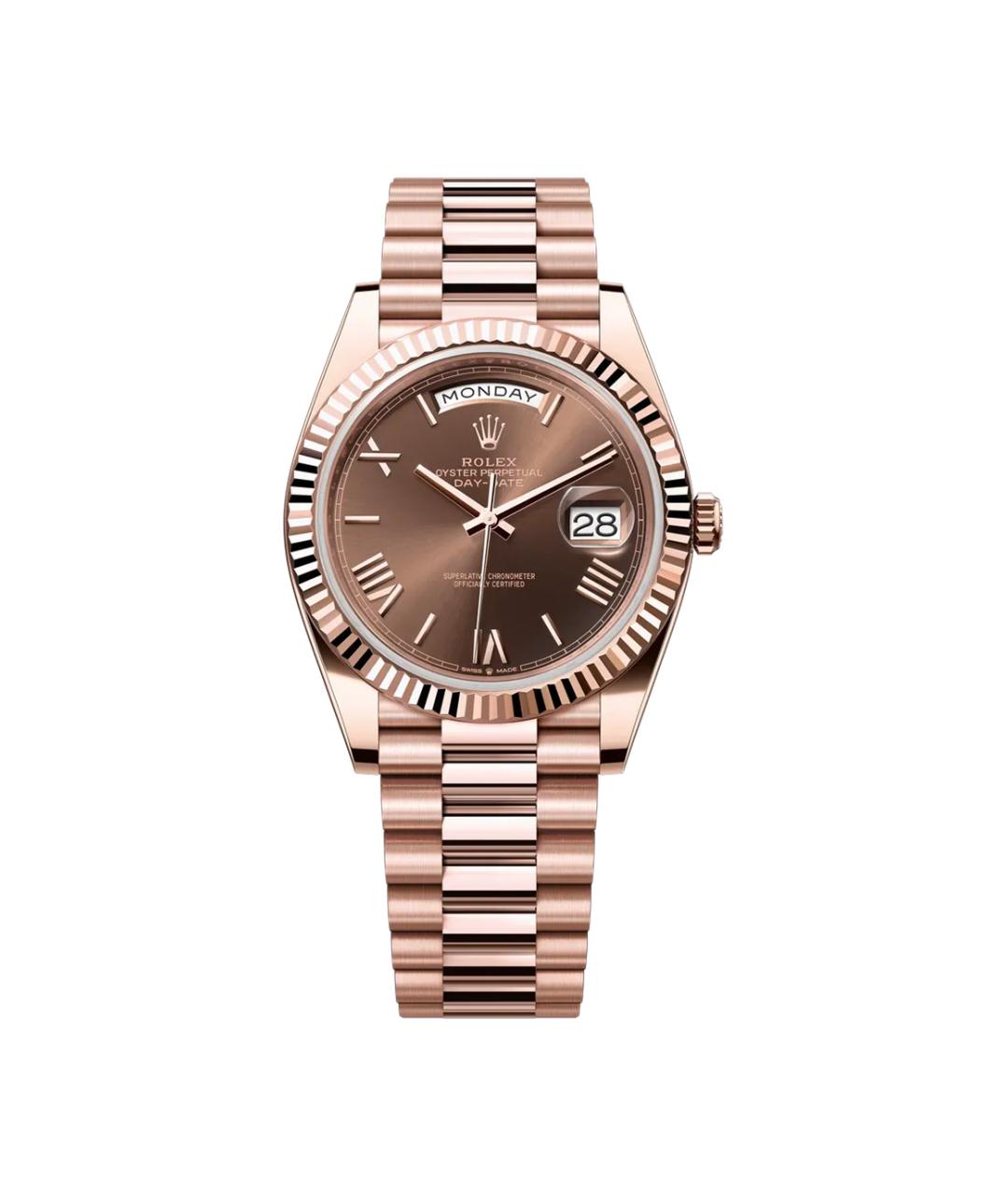 ROLEX Коричневые часы из розового золота, фото 1