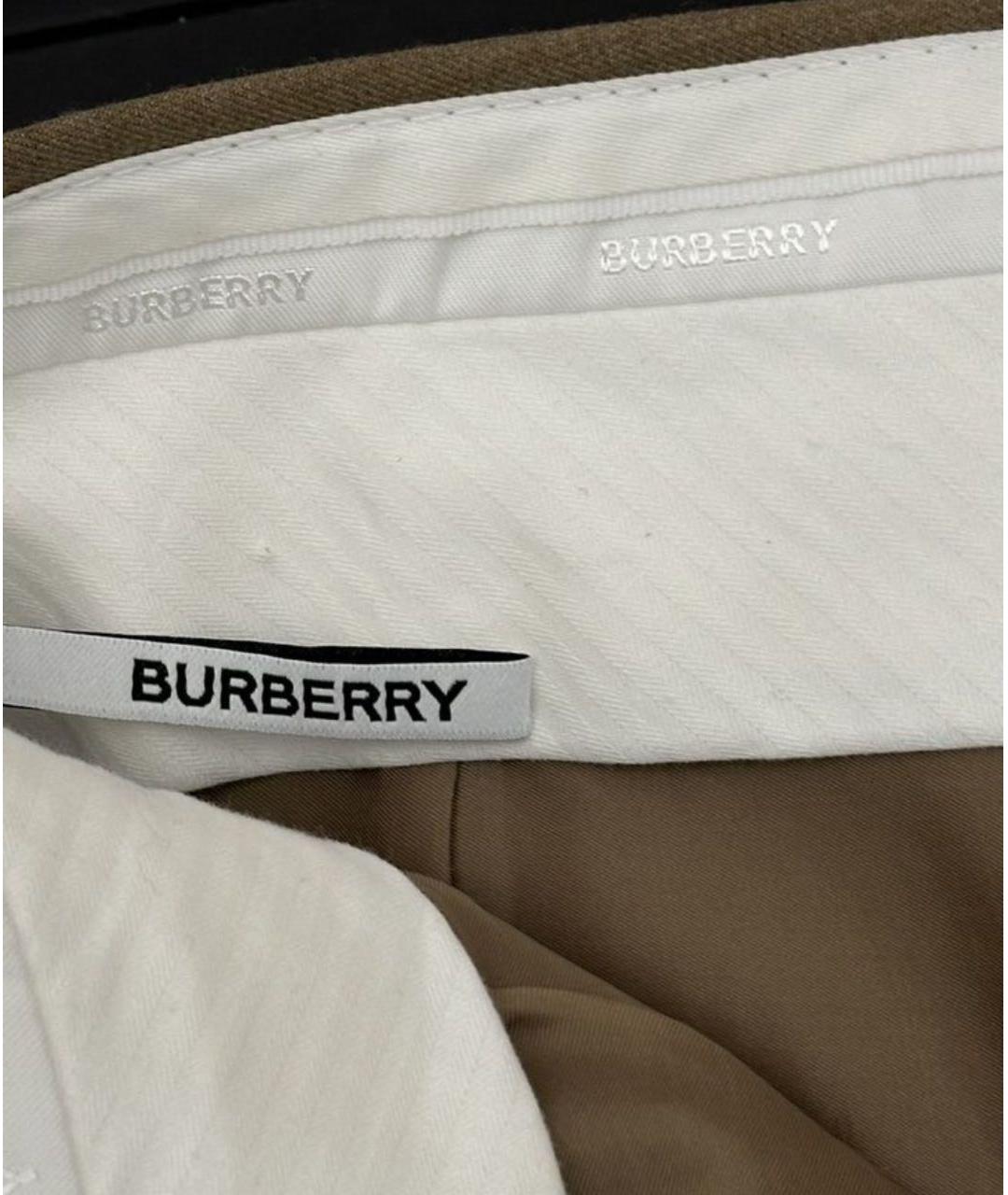 BURBERRY Бежевые шерстяные прямые брюки, фото 4