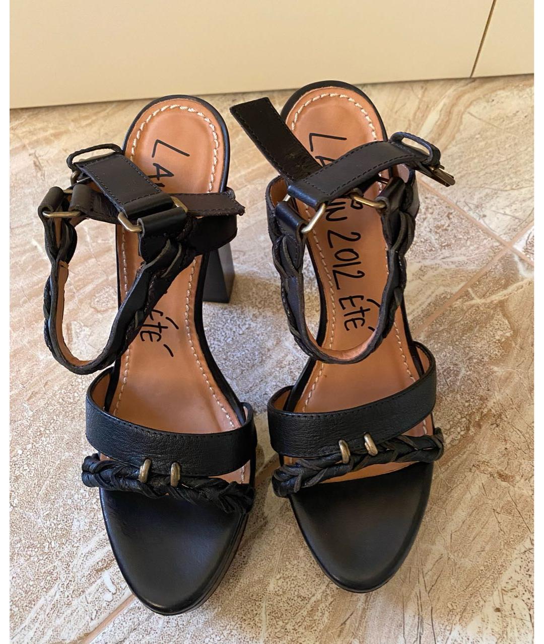 LANVIN Черные кожаные босоножки, фото 2