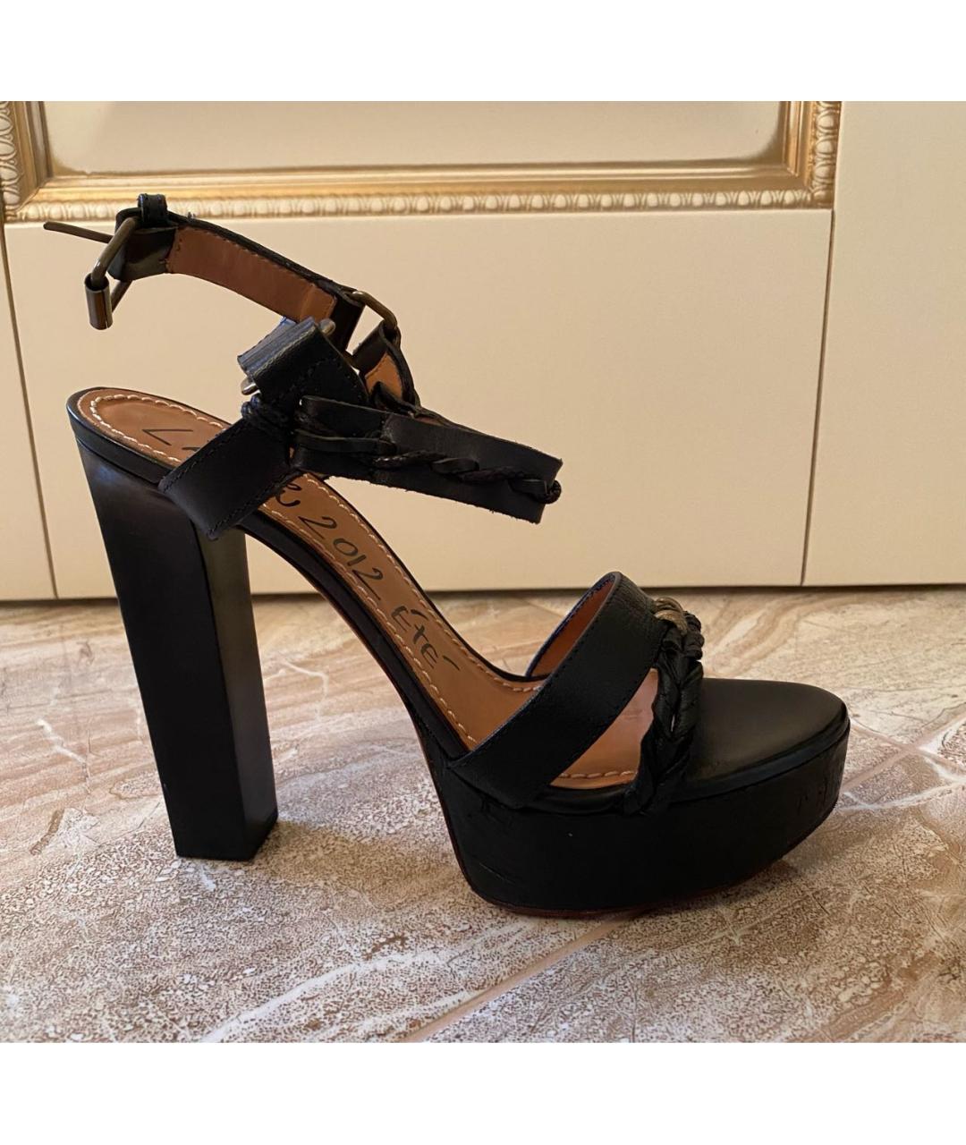 LANVIN Черные кожаные босоножки, фото 9