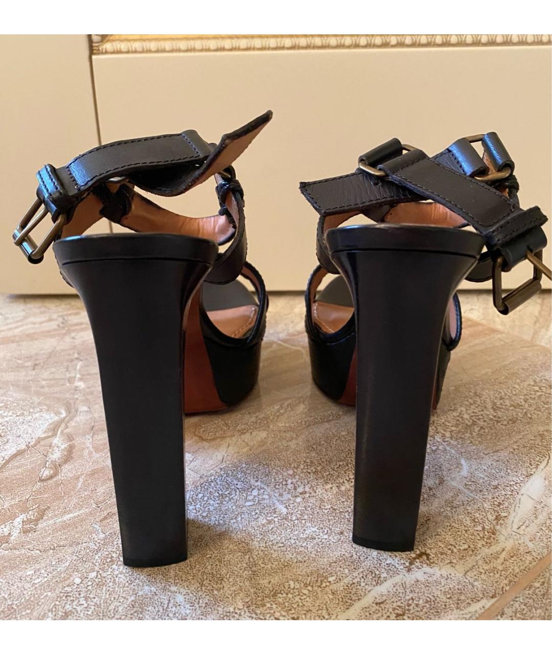 LANVIN Черные кожаные босоножки, фото 4