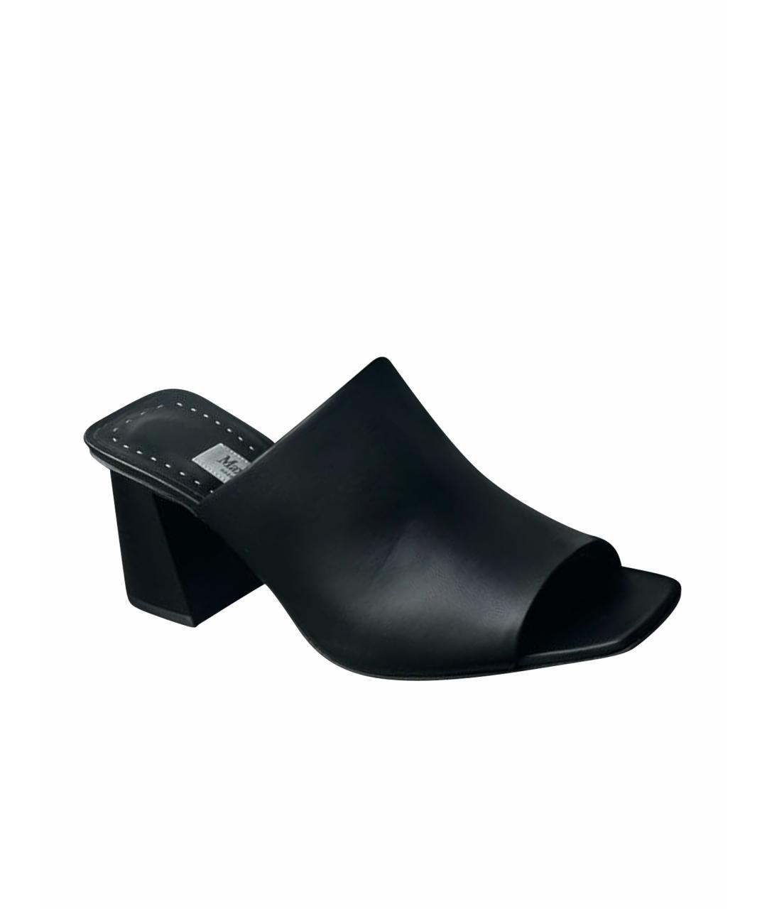 MAX MARA Черные кожаные мюли, фото 1