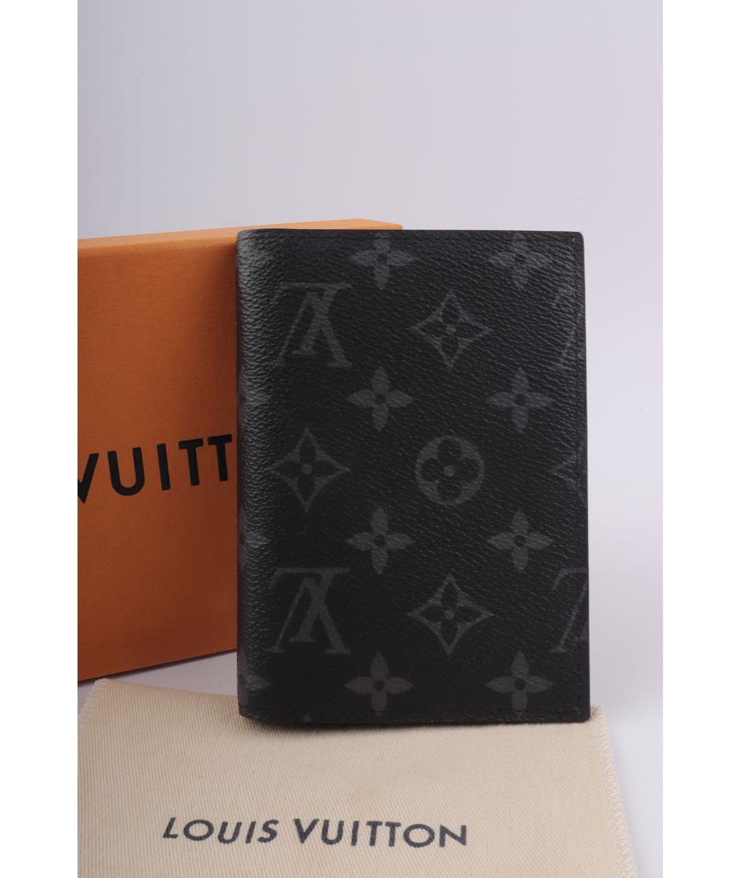 LOUIS VUITTON Черный кожаный кошелек, фото 8