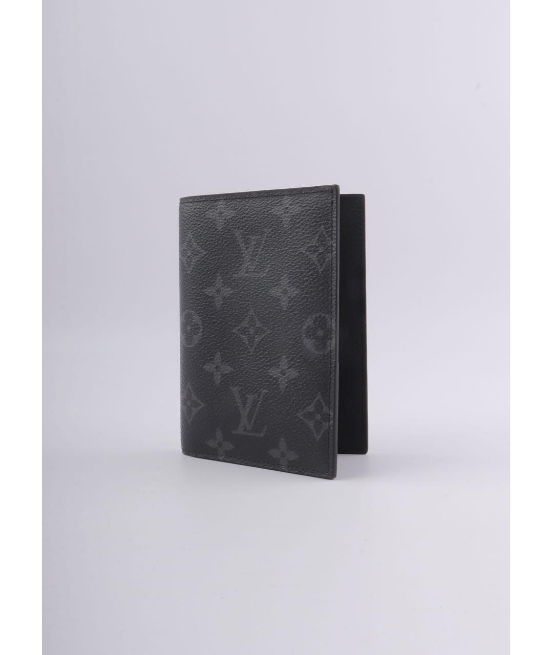 LOUIS VUITTON Черный кожаный кошелек, фото 3