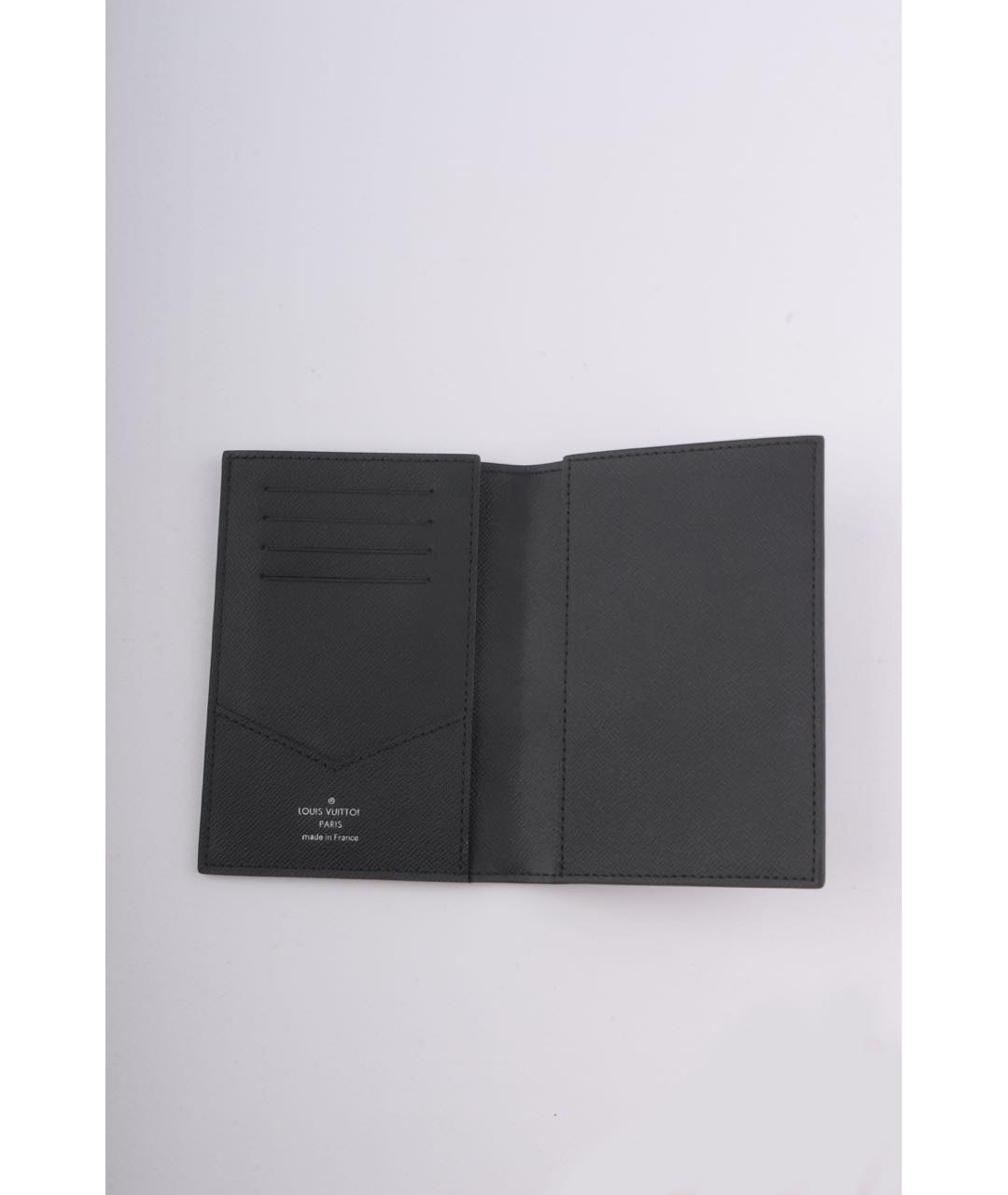 LOUIS VUITTON Черный кожаный кошелек, фото 4