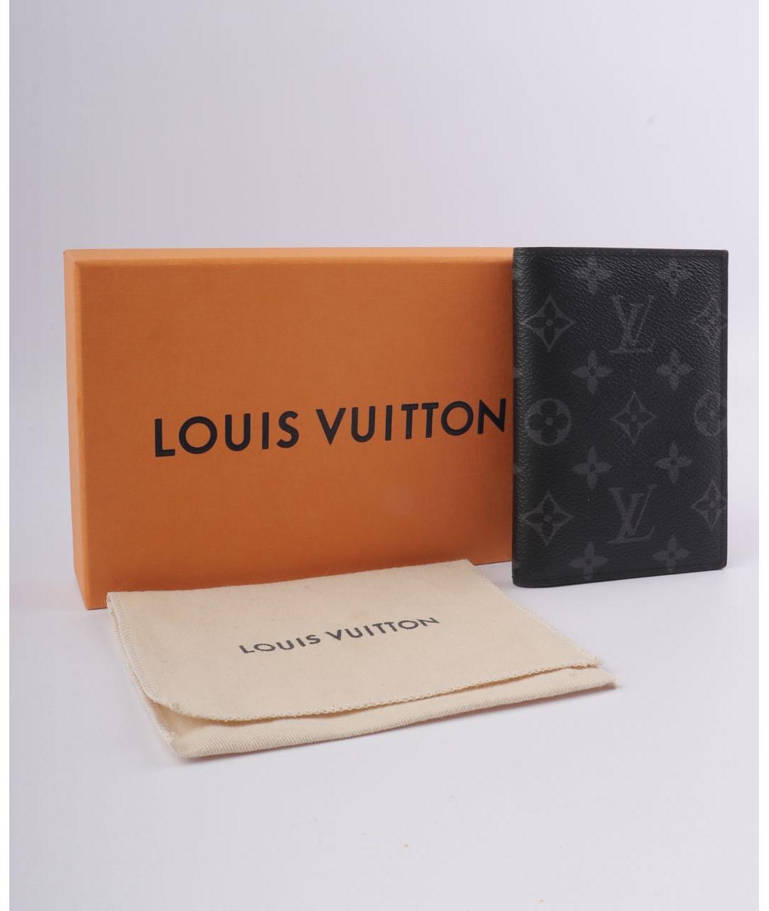 LOUIS VUITTON Черный кожаный кошелек, фото 5