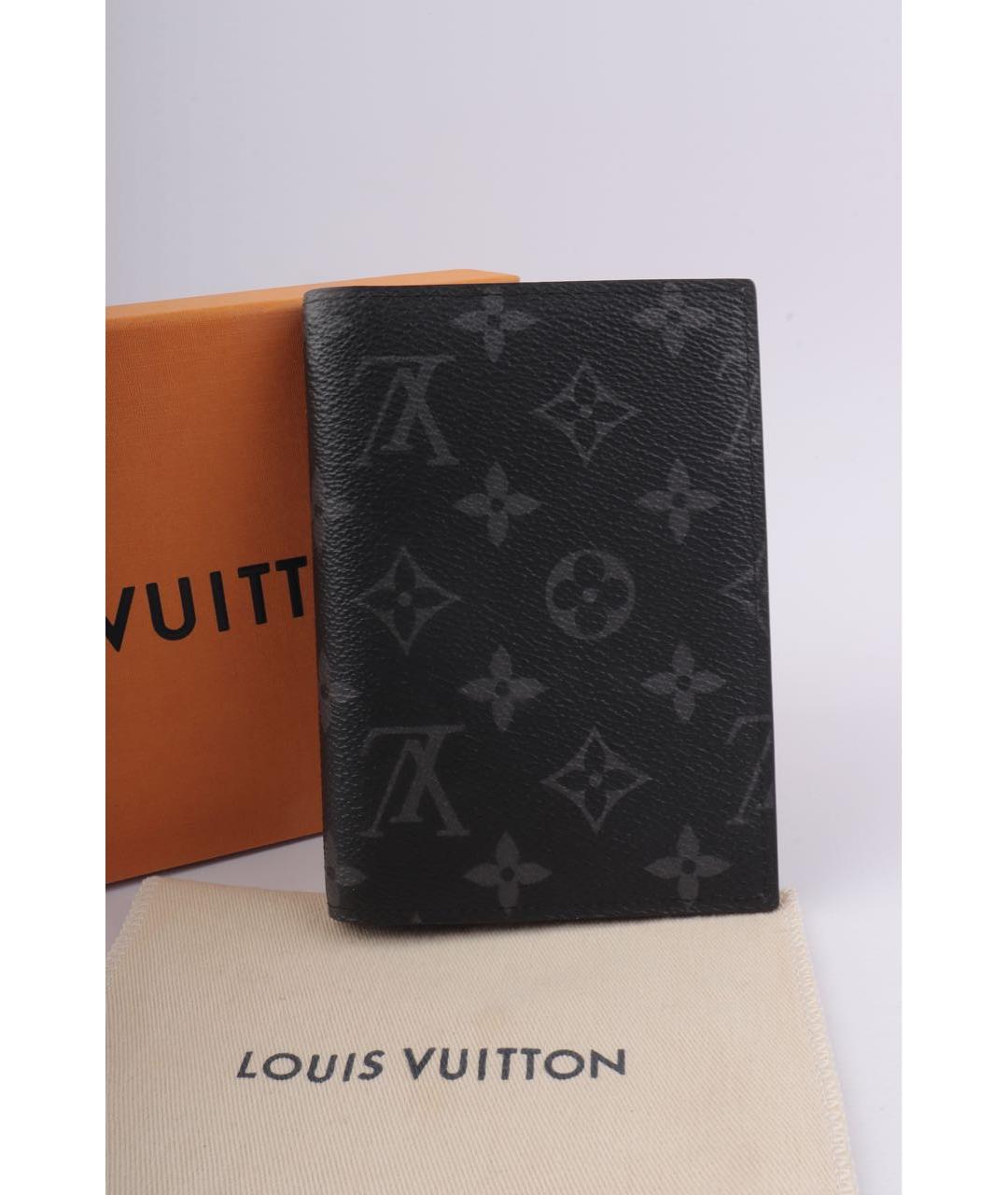 LOUIS VUITTON Черный кожаный кошелек, фото 6
