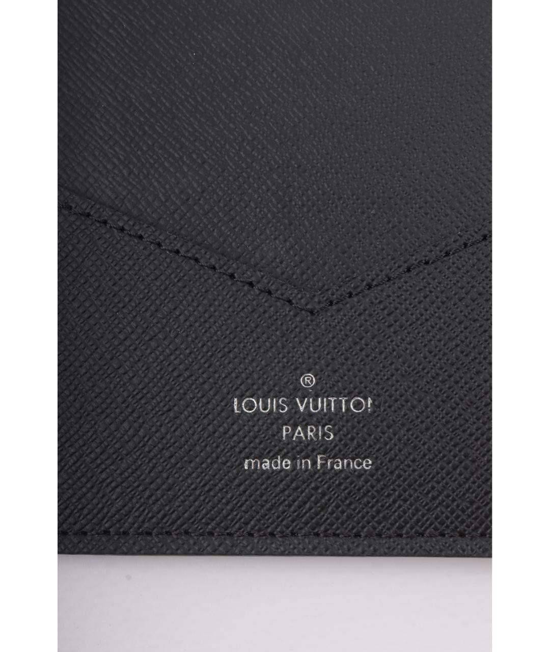 LOUIS VUITTON Черный кожаный кошелек, фото 8