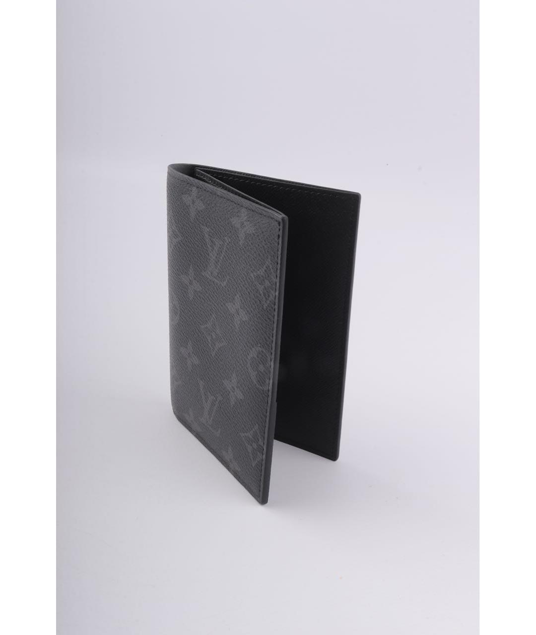 LOUIS VUITTON Черный кожаный кошелек, фото 7