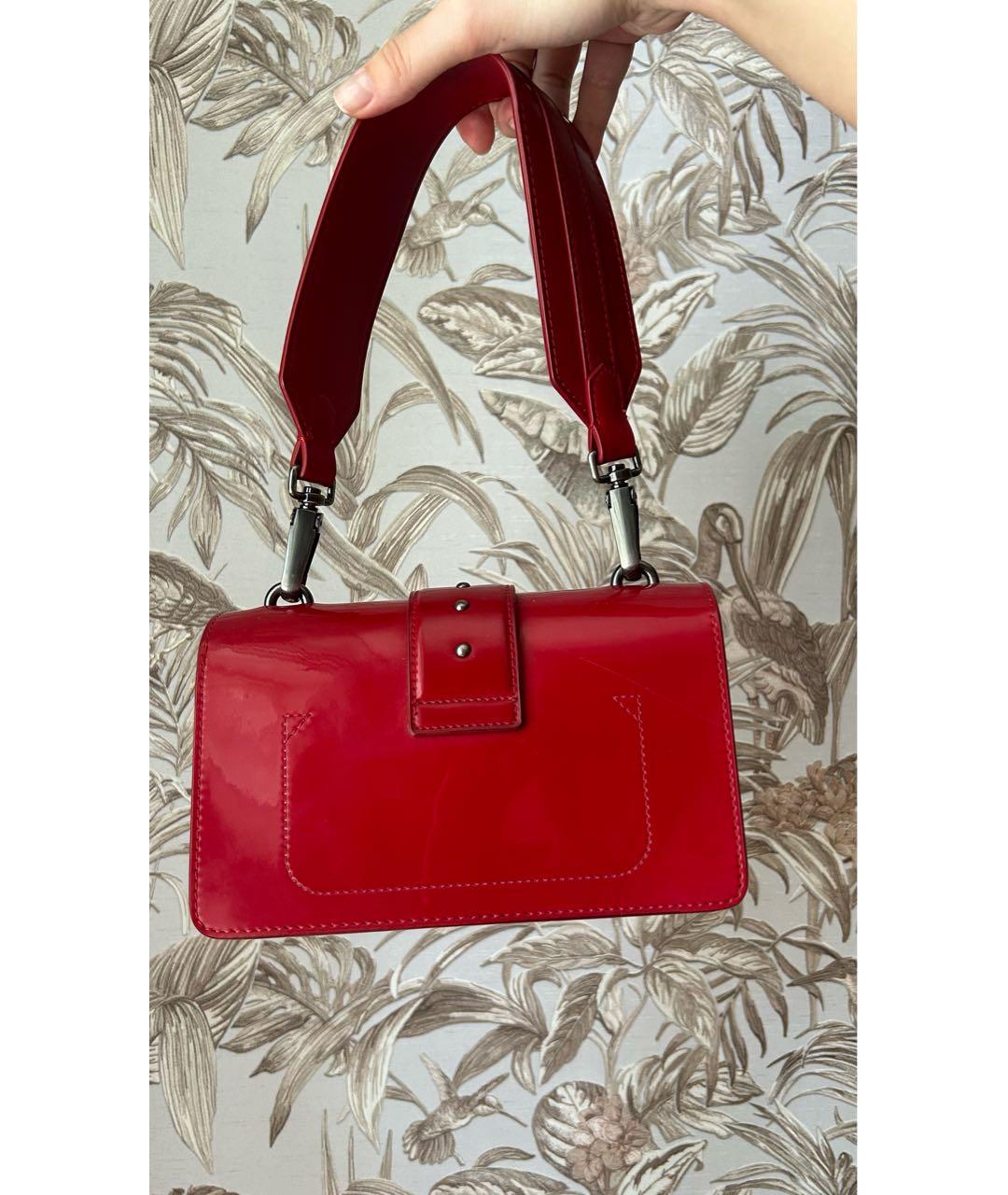 PINKO Красная сумка с короткими ручками из лакированной кожи, фото 3