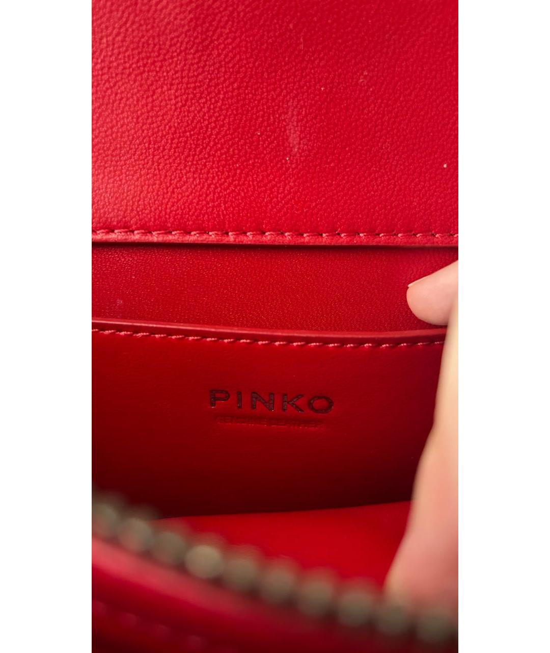 PINKO Красная сумка с короткими ручками из лакированной кожи, фото 6