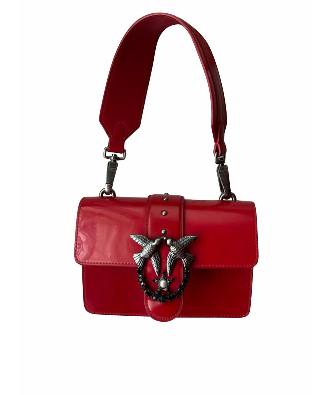 PINKO Красная сумка с короткими ручками из лакированной кожи, фото 9