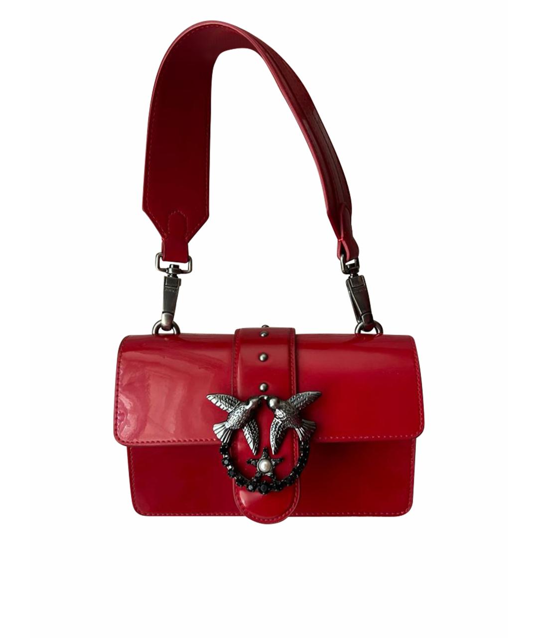 PINKO Красная сумка с короткими ручками из лакированной кожи, фото 1