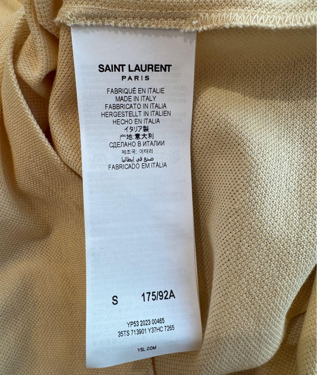 SAINT LAURENT Желтая хлопковая футболка, фото 4