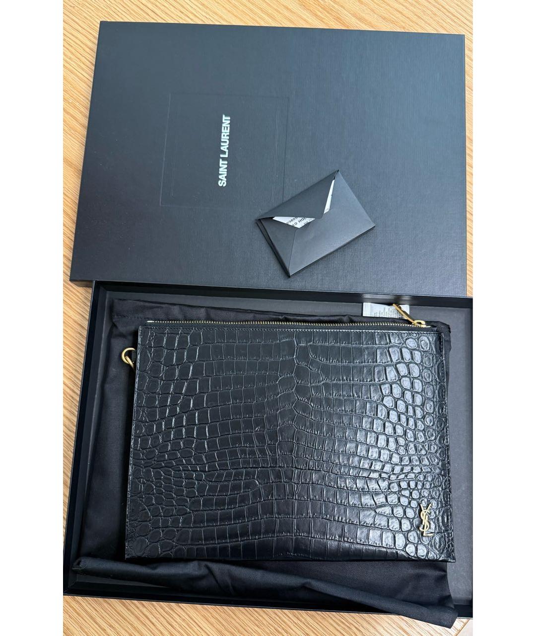 SAINT LAURENT Черная папка для документов из искусственной кожи, фото 7