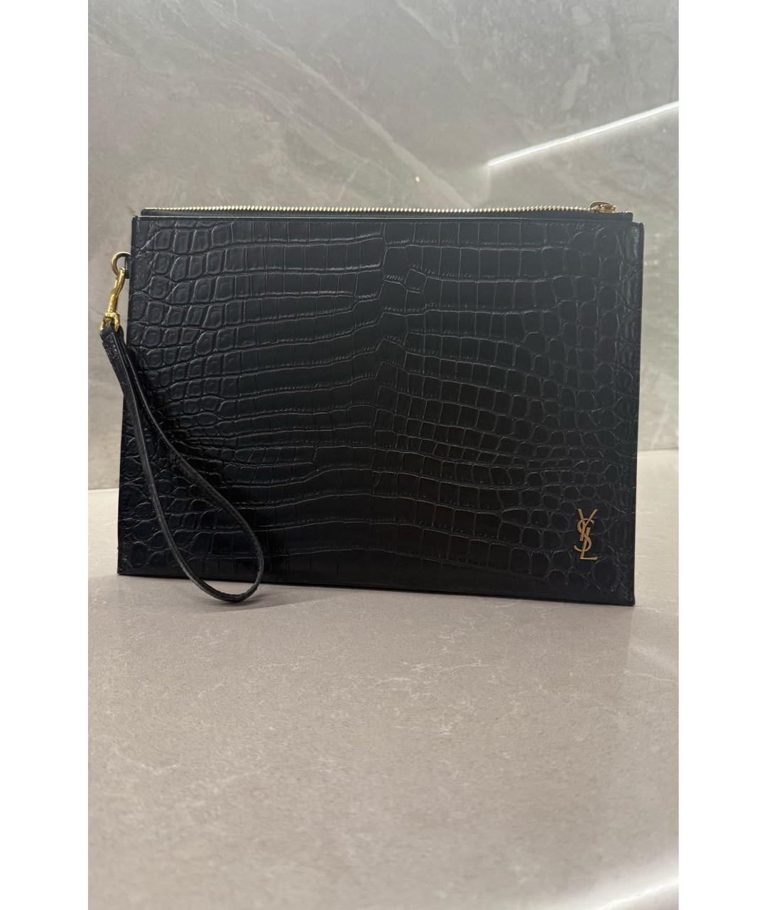 SAINT LAURENT Черная папка для документов из искусственной кожи, фото 2