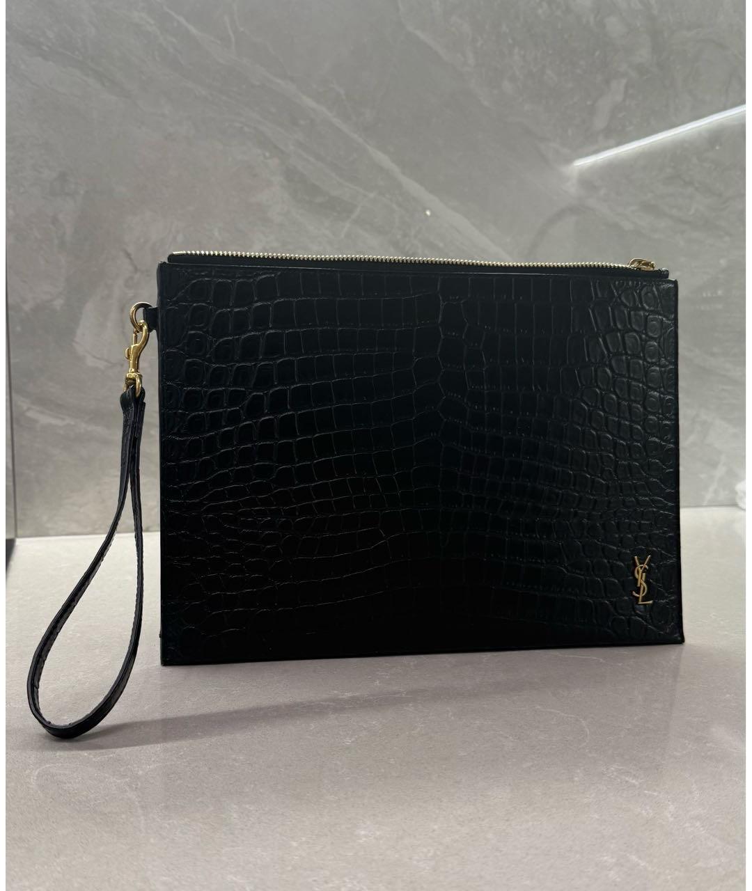 SAINT LAURENT Черная папка для документов из искусственной кожи, фото 5