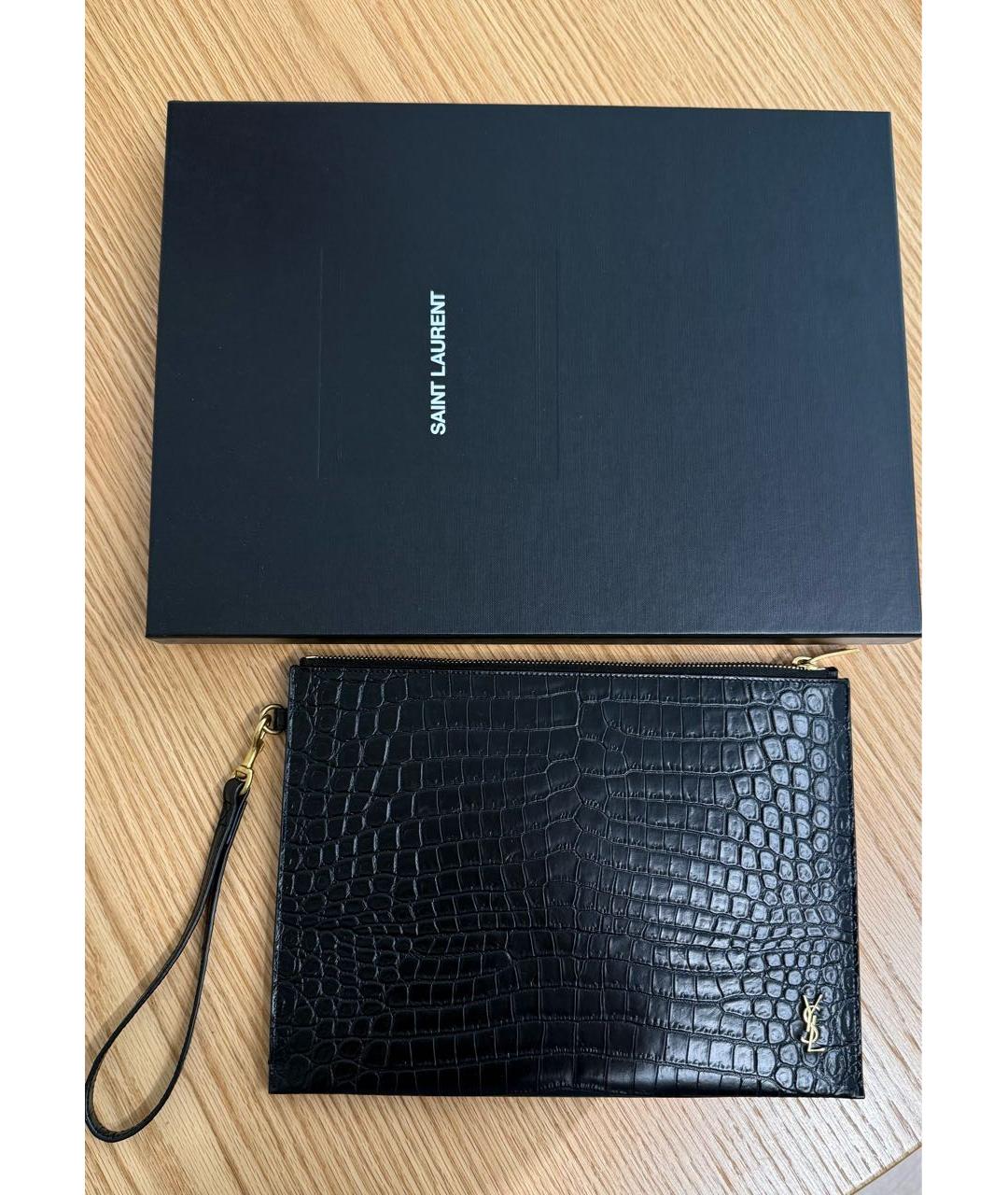 SAINT LAURENT Черная папка для документов из искусственной кожи, фото 6
