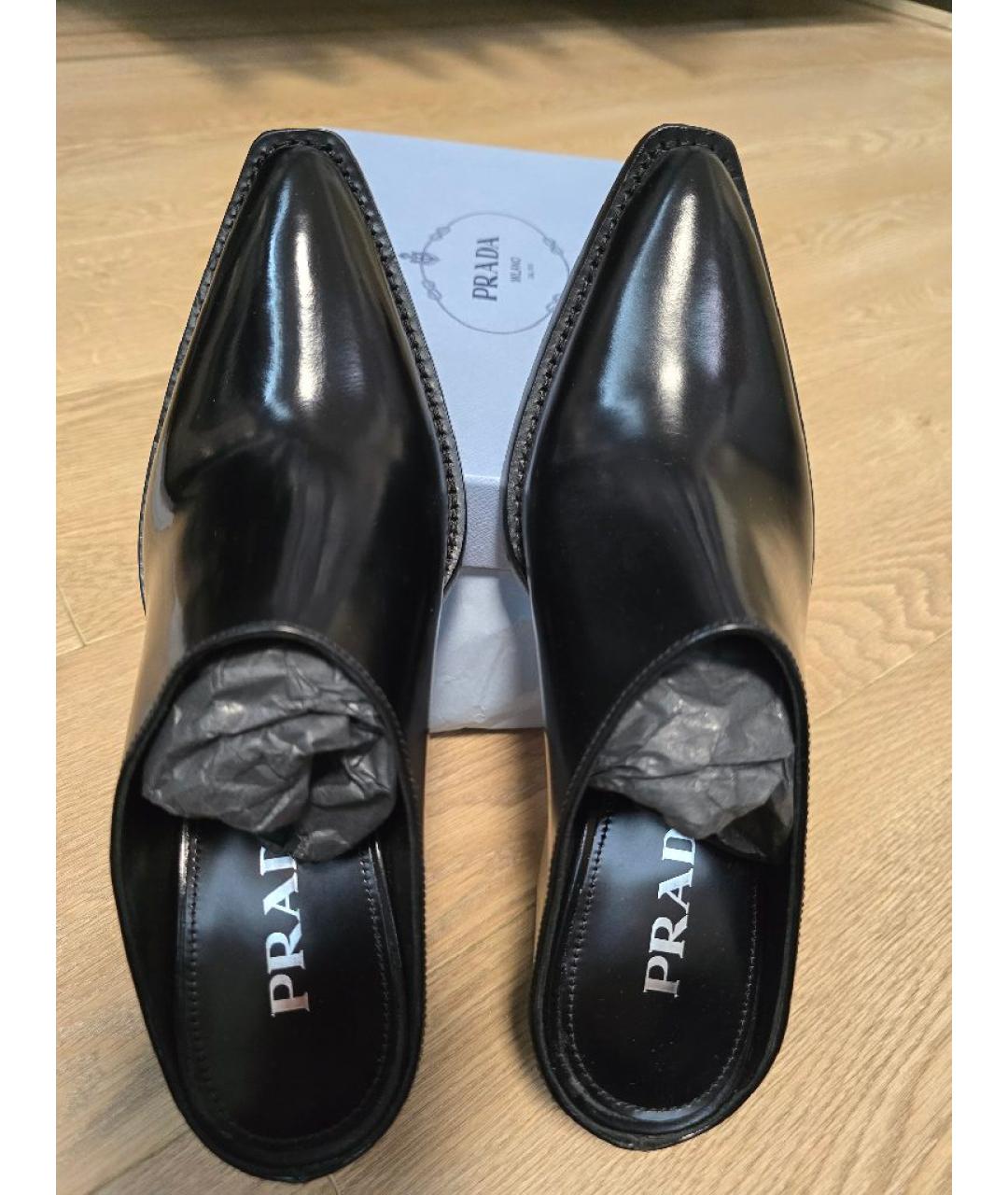 PRADA Черные кожаные сабо, фото 3