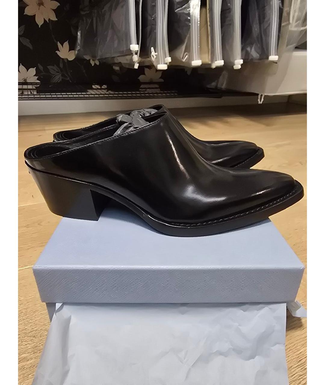 PRADA Черные кожаные сабо, фото 5