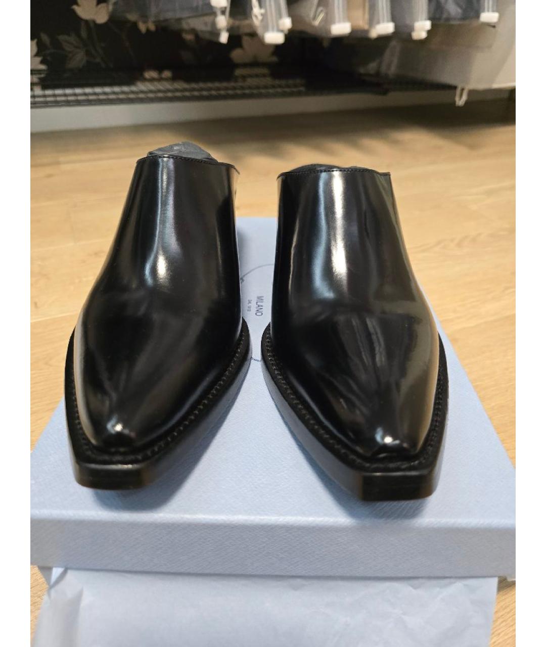 PRADA Черные кожаные сабо, фото 2