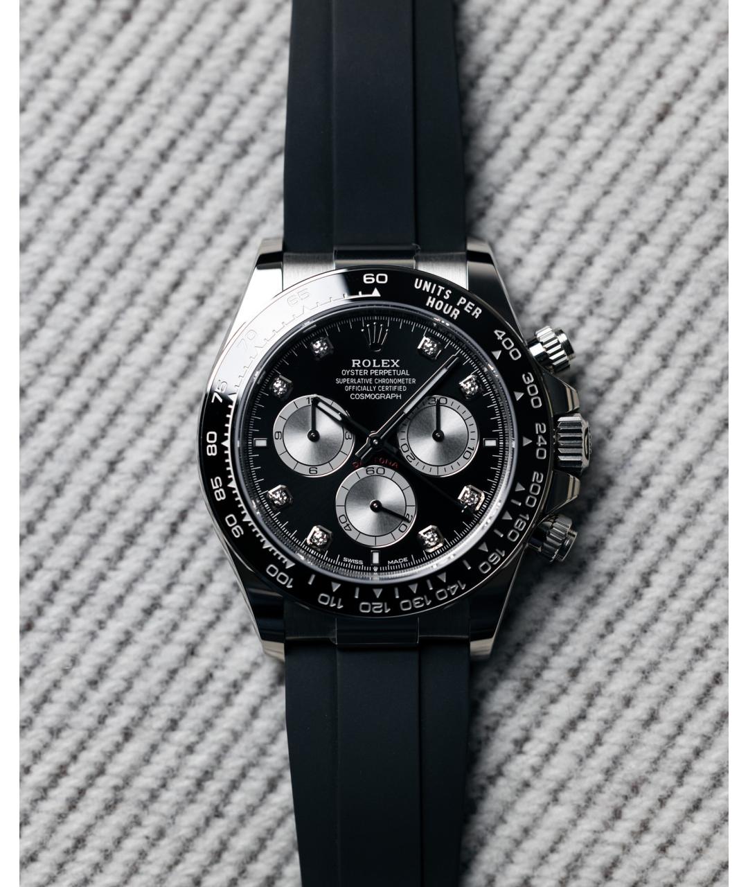 ROLEX Черные часы из белого золота, фото 2