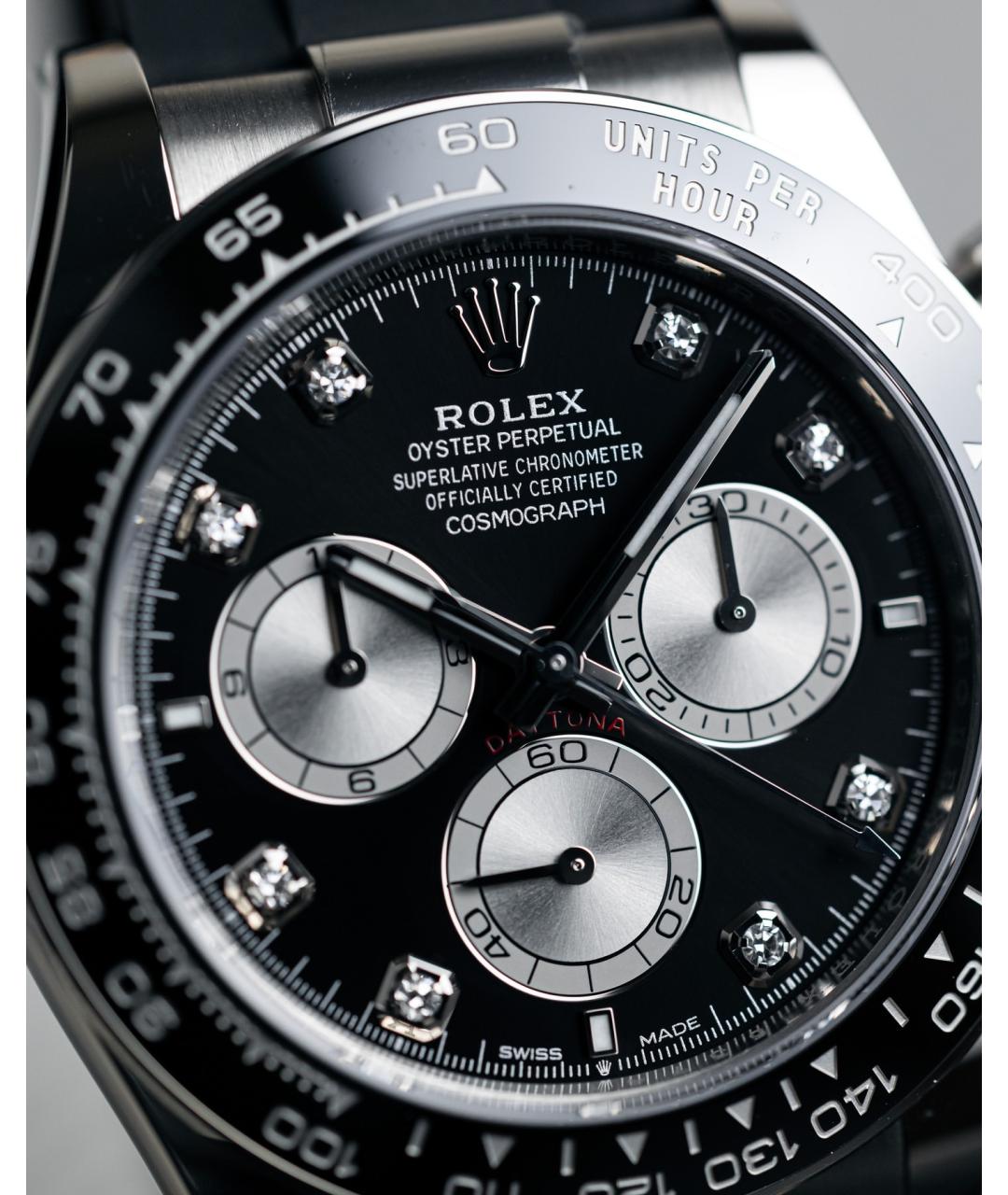 ROLEX Черные часы из белого золота, фото 3