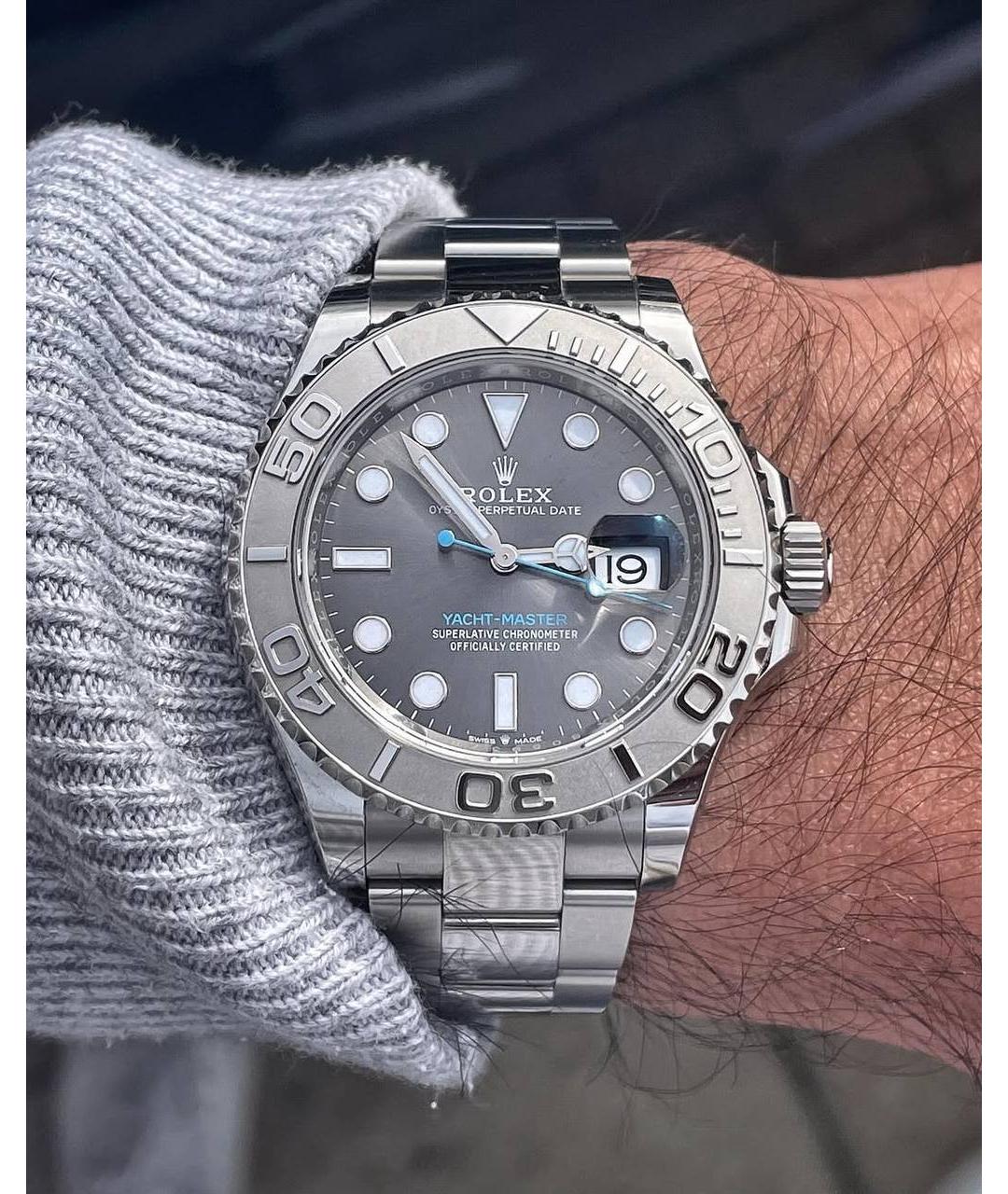 ROLEX Серые платиновые часы, фото 4