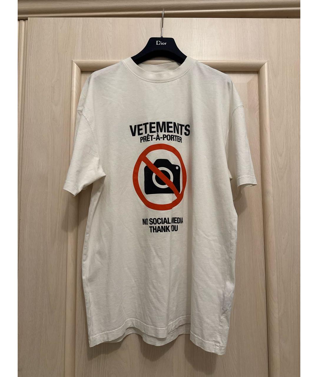 VETEMENTS Белая хлопковая футболка, фото 4