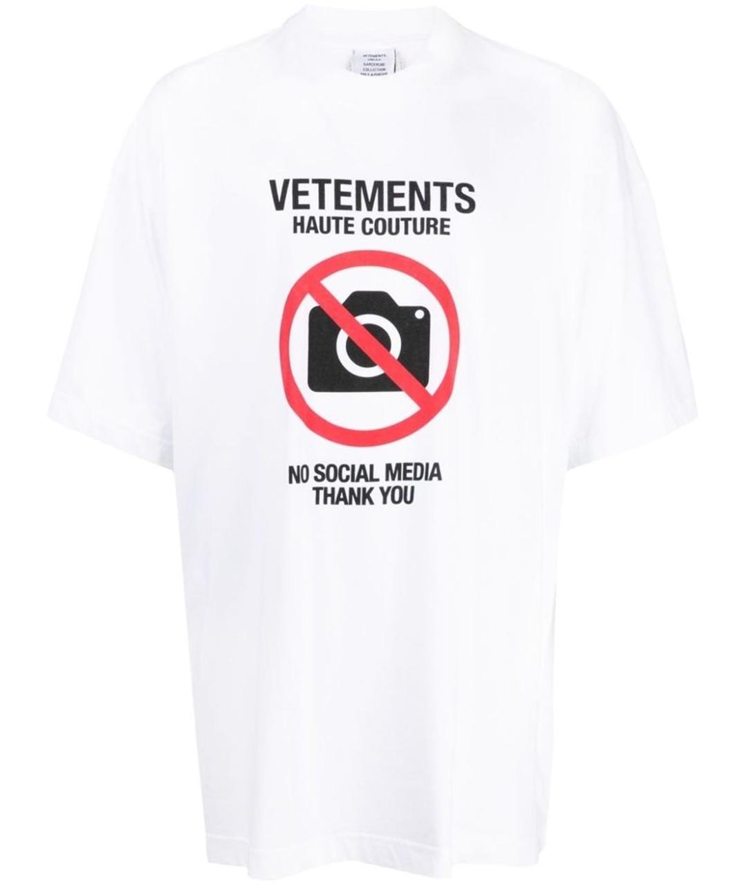 VETEMENTS Белая хлопковая футболка, фото 1