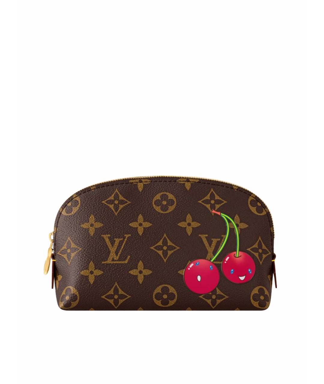 LOUIS VUITTON Коричневая кожаная косметичка, фото 1