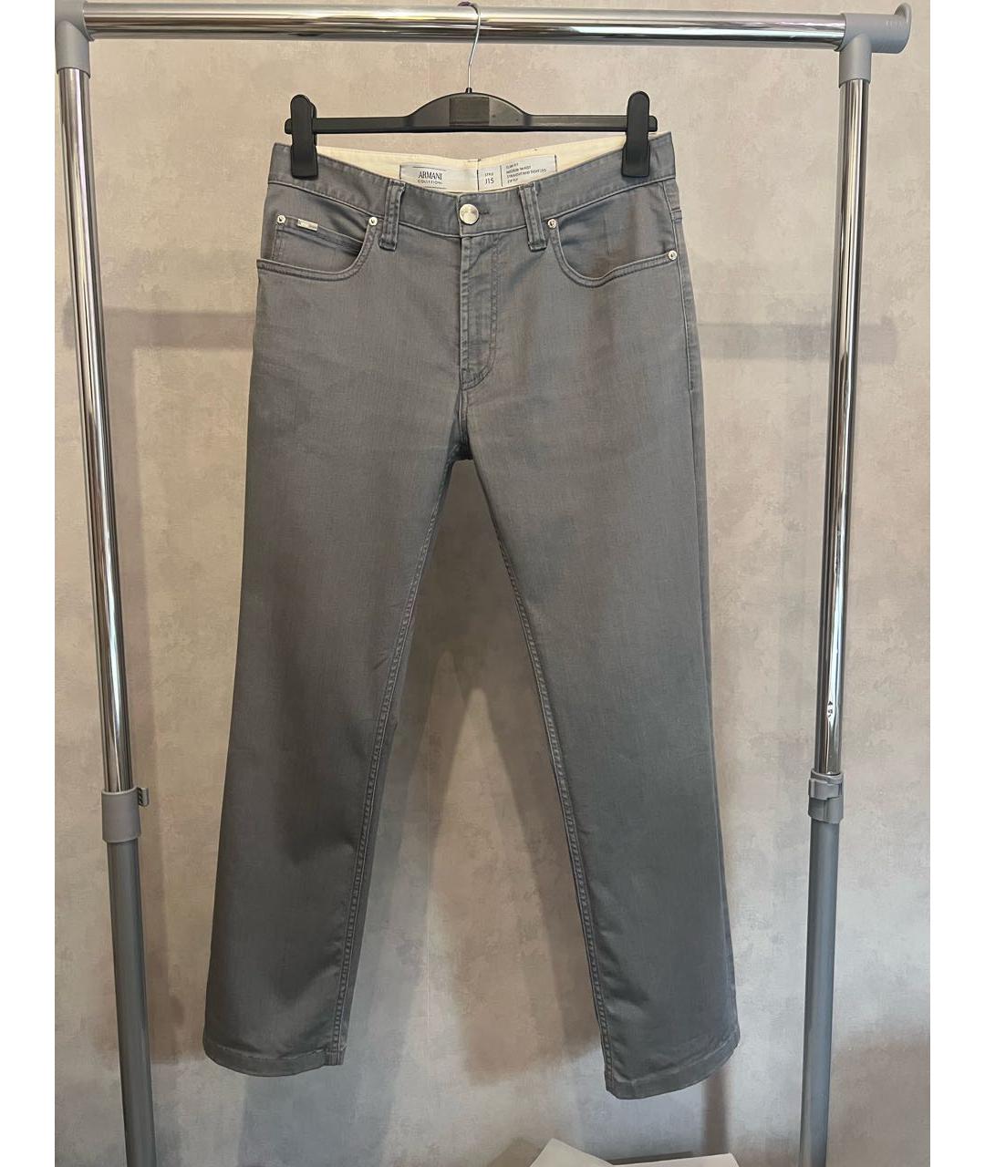 ARMANI COLLEZIONI Серые хлопковые прямые джинсы, фото 9