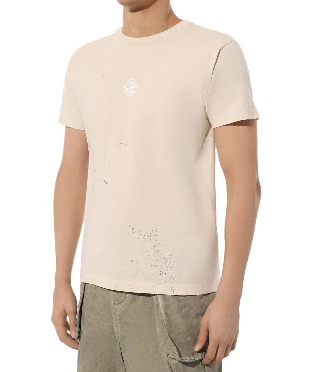 STONE ISLAND Бежевая футболка, фото 5