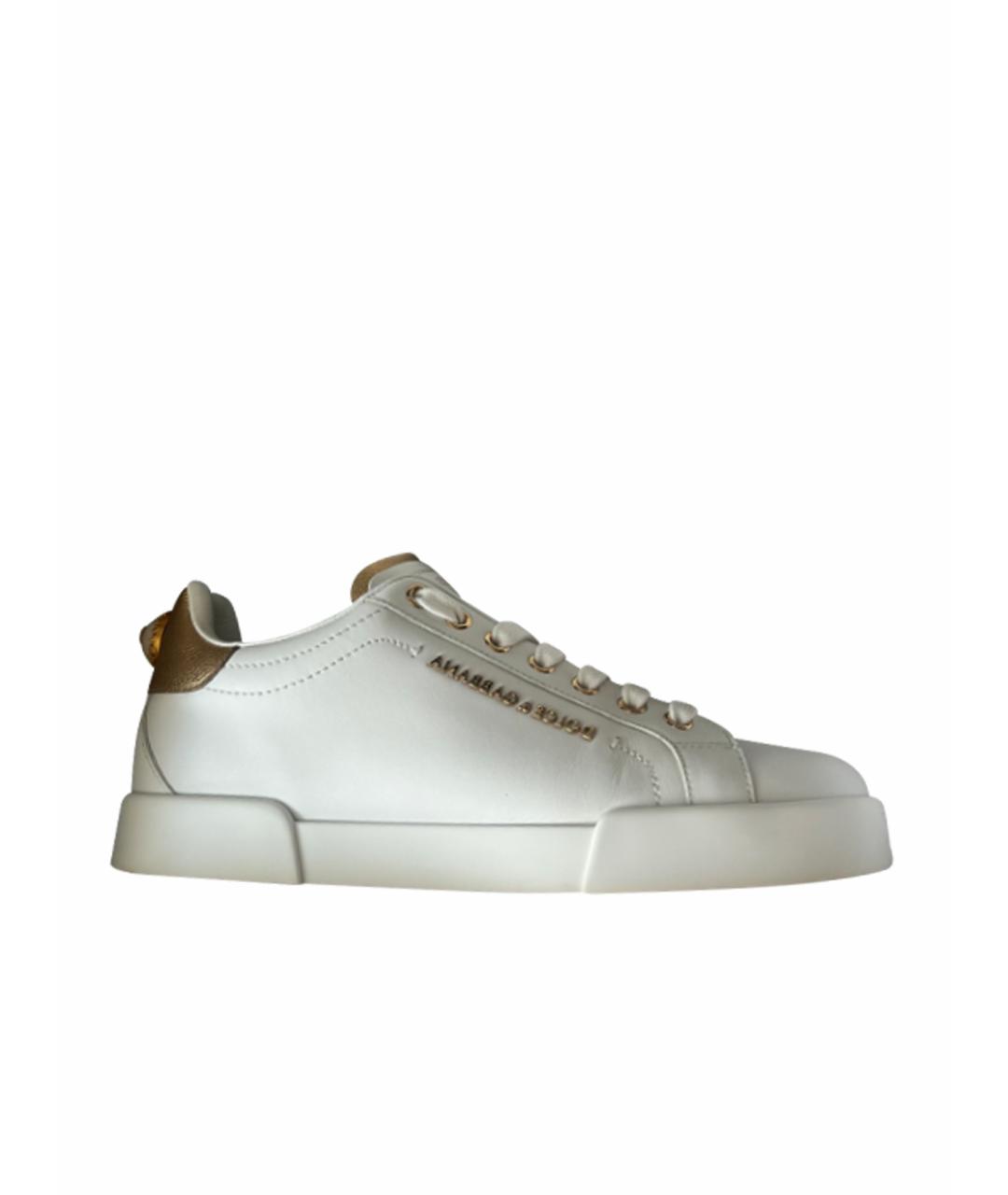 DOLCE&GABBANA Белые кожаные кеды, фото 1