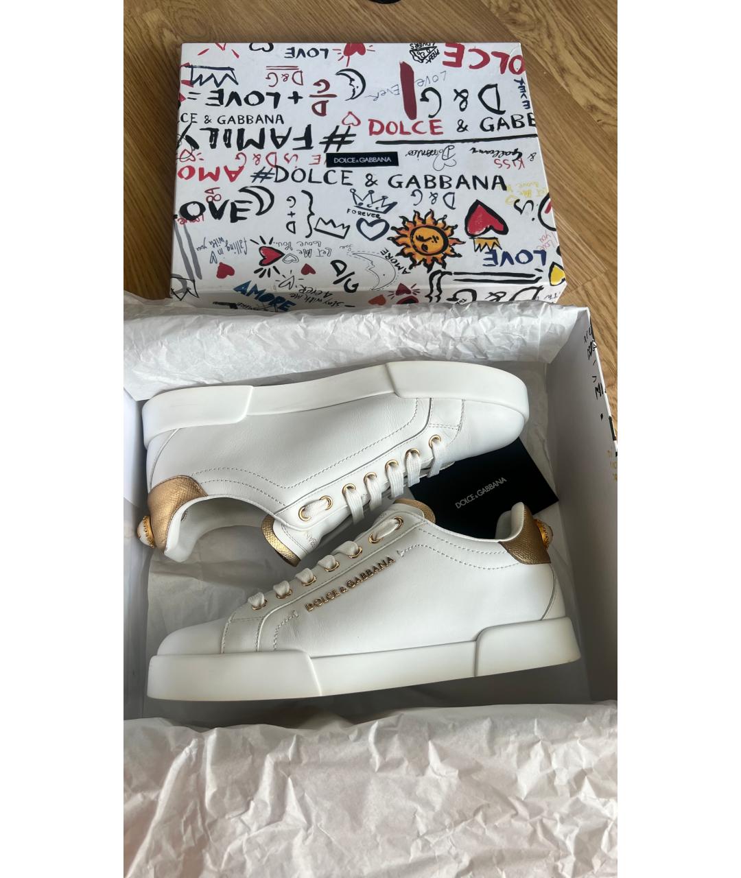 DOLCE&GABBANA Белые кожаные кеды, фото 6