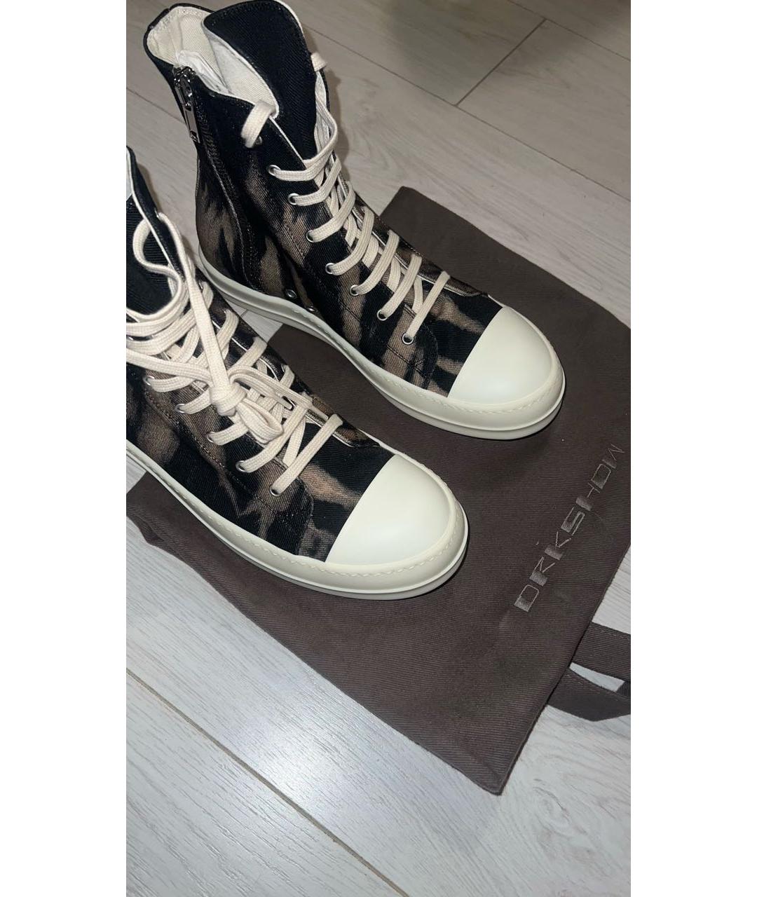 RICK OWENS DRKSHDW Черные текстильные высокие кроссовки / кеды, фото 3